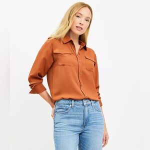 LOFT NWT❗️Brown Button-Up Shirt